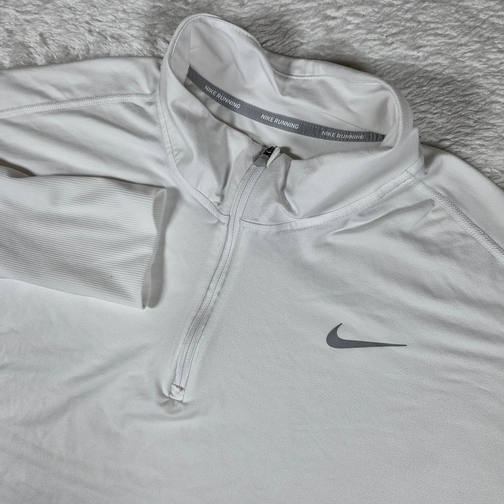 Nike Dri-FIT Running Mens 2X White Spandex AO8125-100 1/4 Zip Pullover Reflectiv